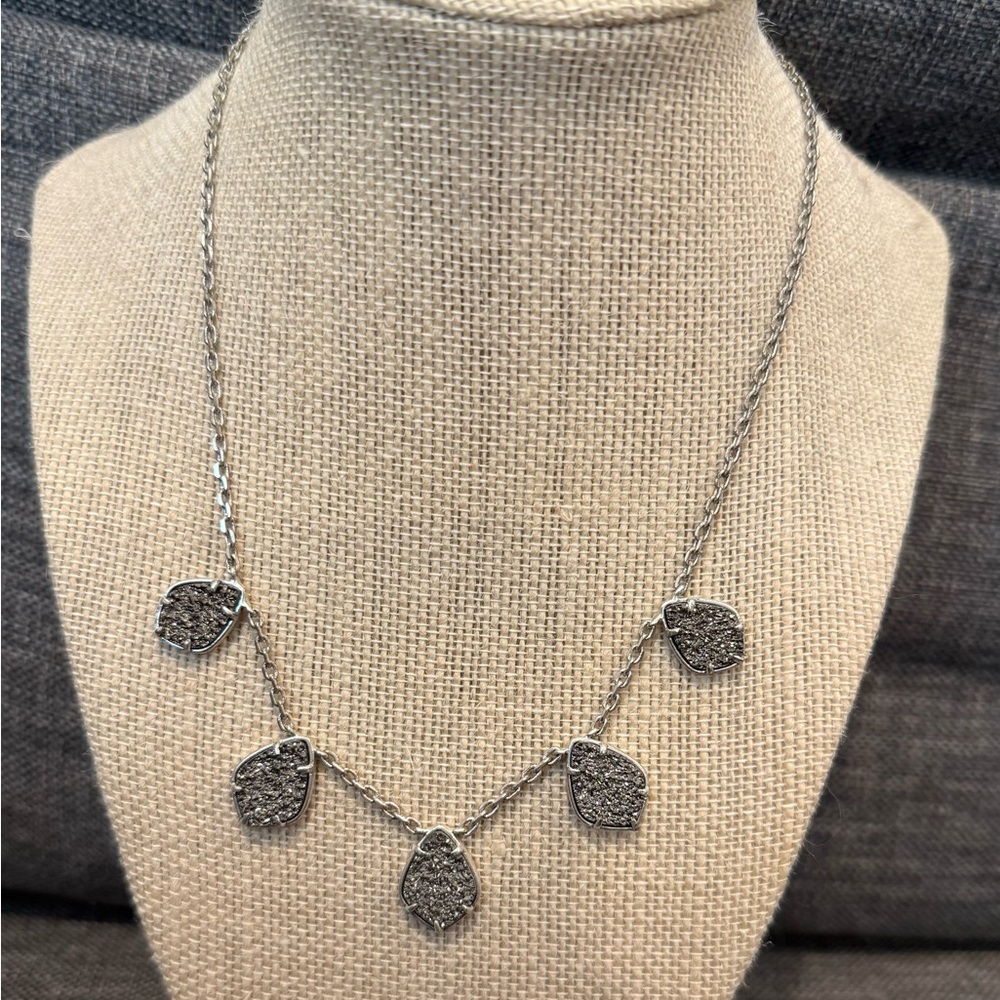 Lucky Brand Druzy Silver Dangle Charm Necklace